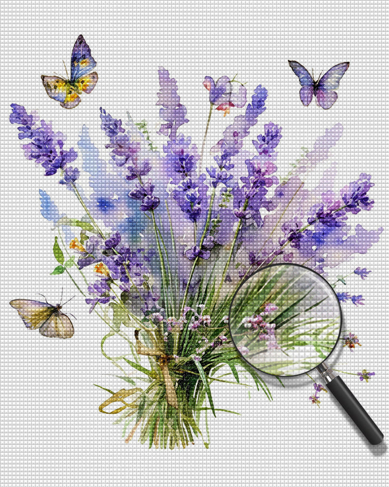 Lavendel und Schmetterlinge Diamond Painting