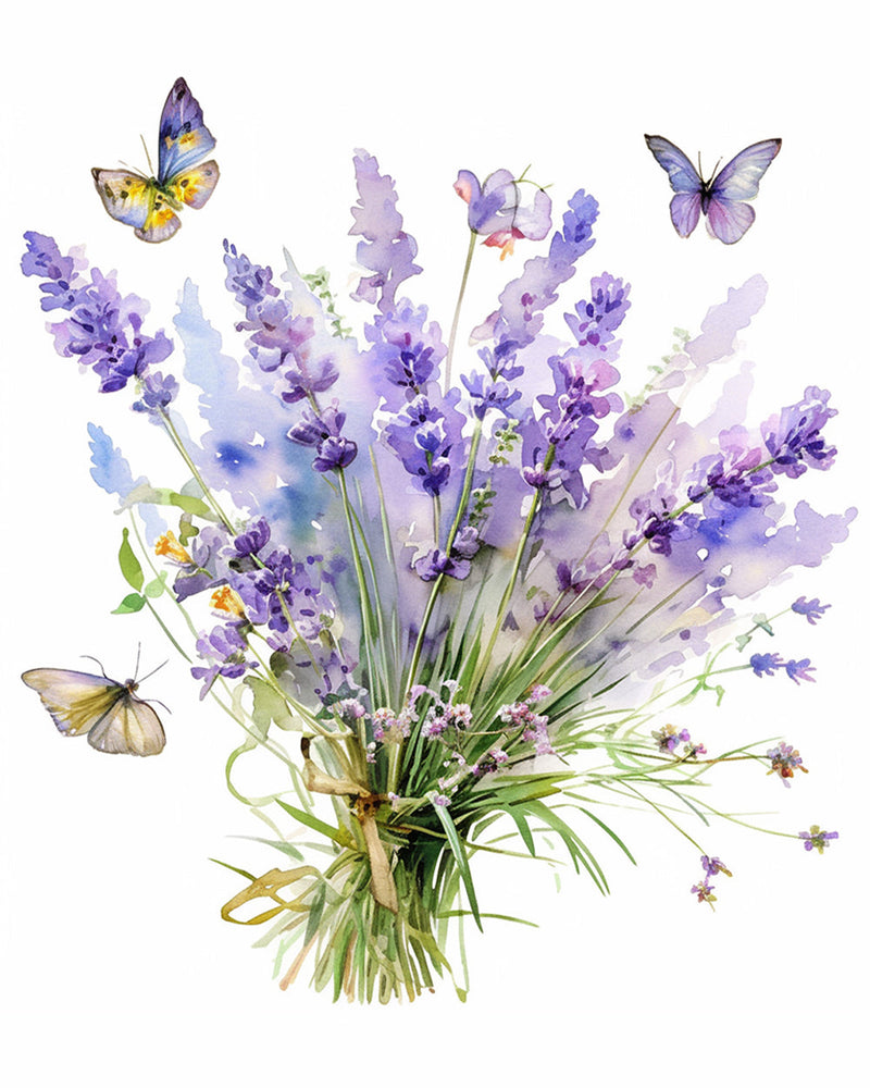 Lavendel und Schmetterlinge Diamond Painting