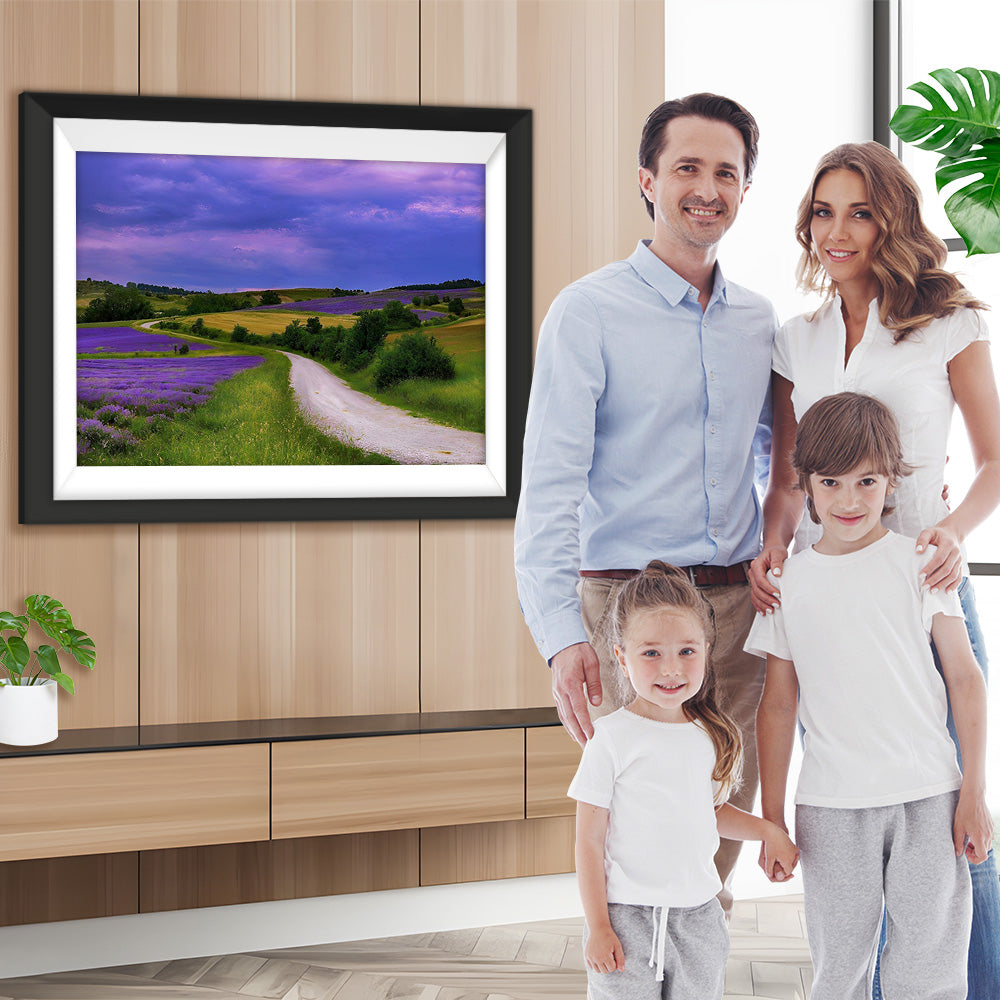 Lavendelfeld und Pfad Diamond Painting