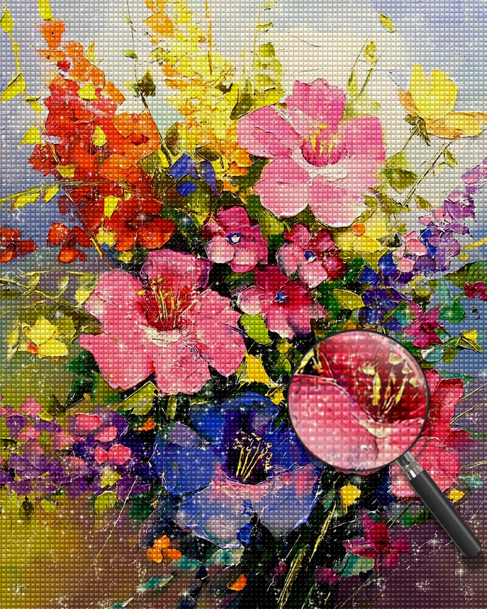 Lebendiger Blumenstrauß Diamond Painting