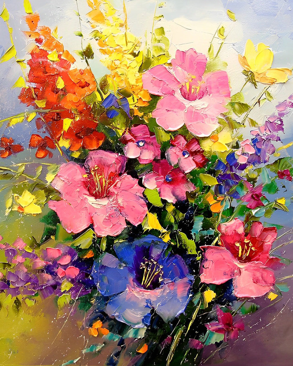 Lebendiger Blumenstrauß Diamond Painting