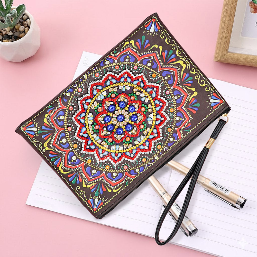 Lebendiges Mandala Diamond Painting Handgelenktasche