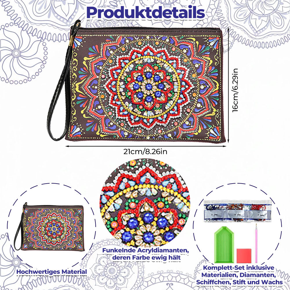 Lebendiges Mandala Diamond Painting Handgelenktasche