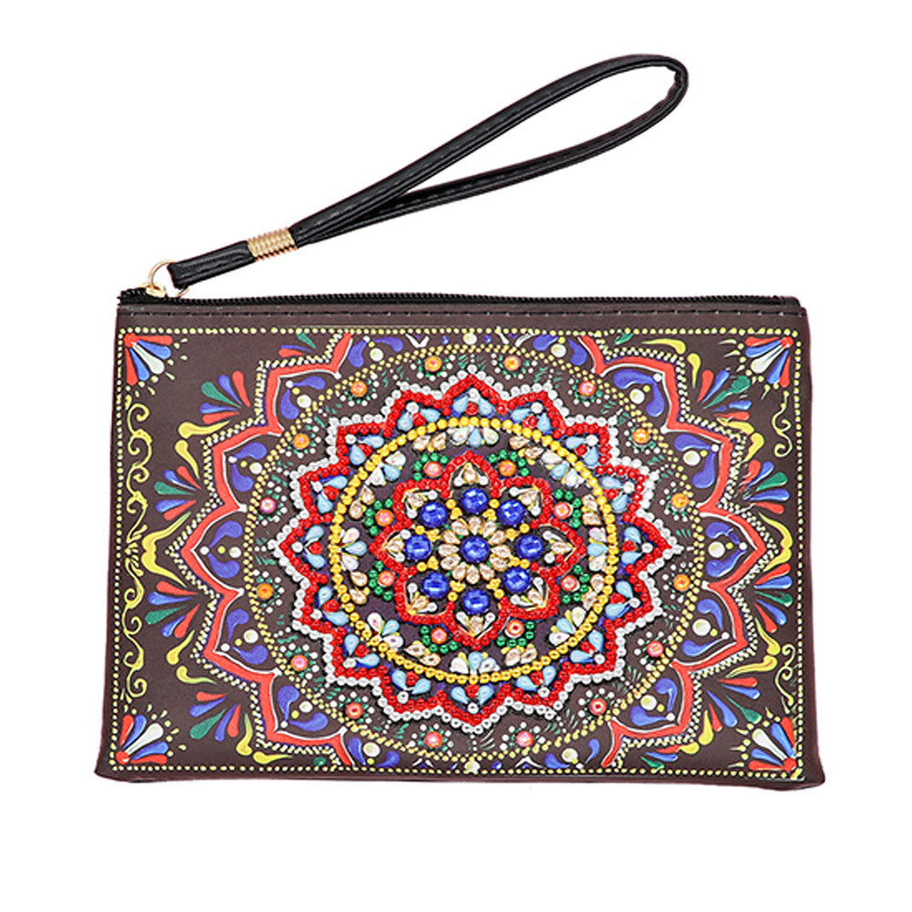 Lebendiges Mandala Diamond Painting Handgelenktasche
