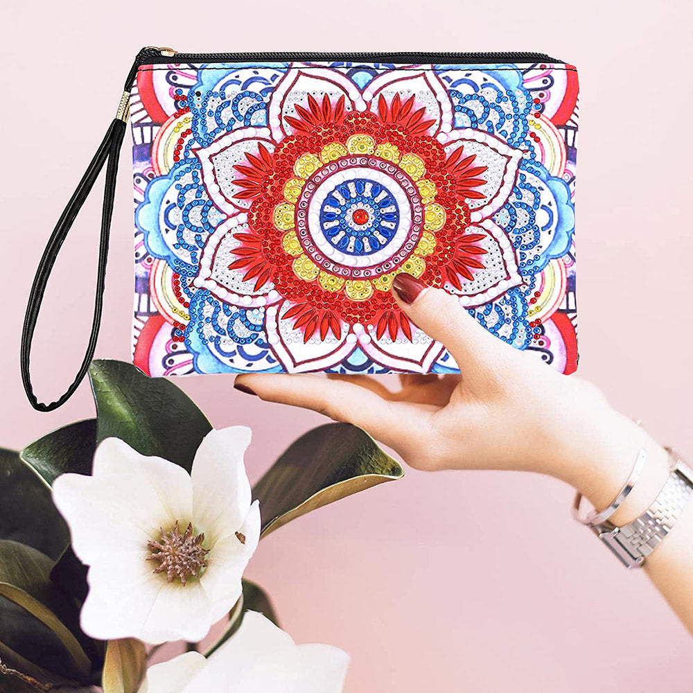 Lebhaftes, farbenfrohes Mandala Diamond Painting Handgelenktasche