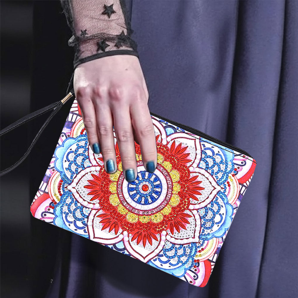 Lebhaftes, farbenfrohes Mandala Diamond Painting Handgelenktasche