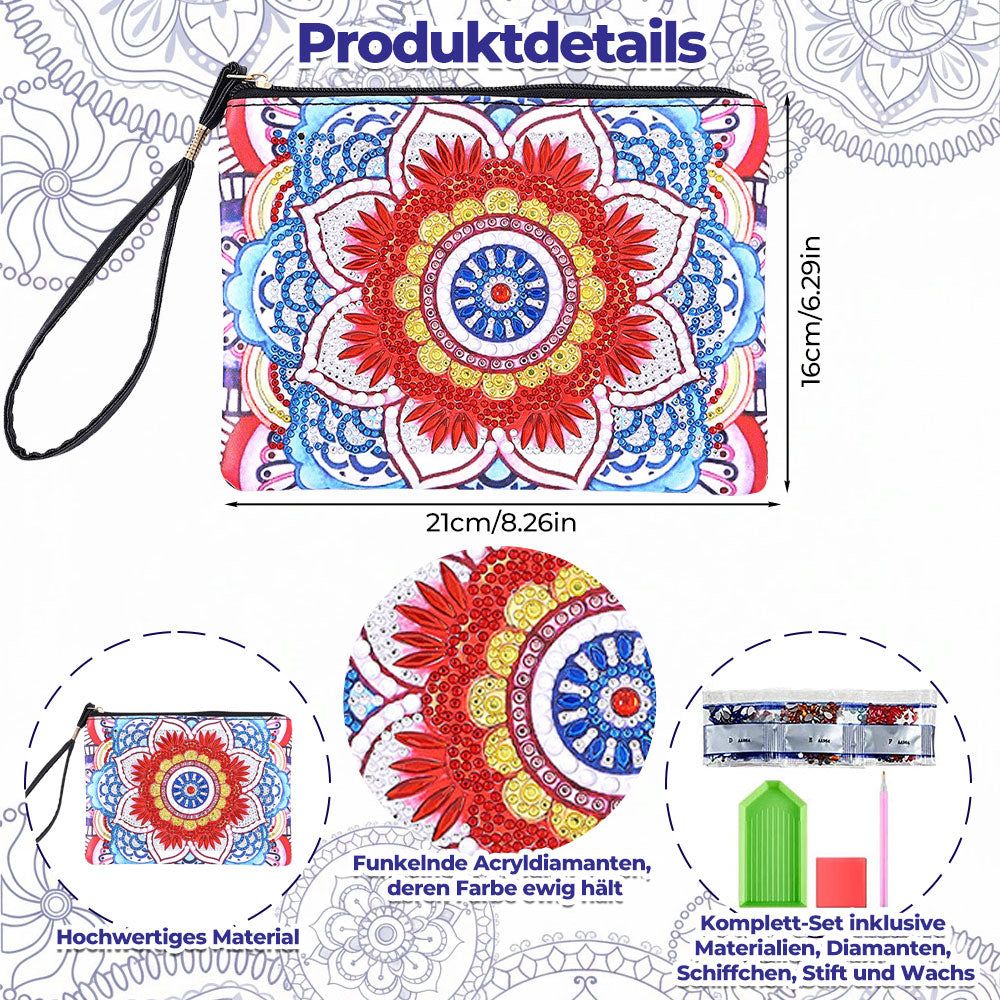Lebhaftes, farbenfrohes Mandala Diamond Painting Handgelenktasche