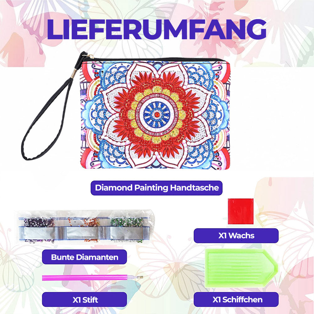 Lebhaftes, farbenfrohes Mandala Diamond Painting Handgelenktasche