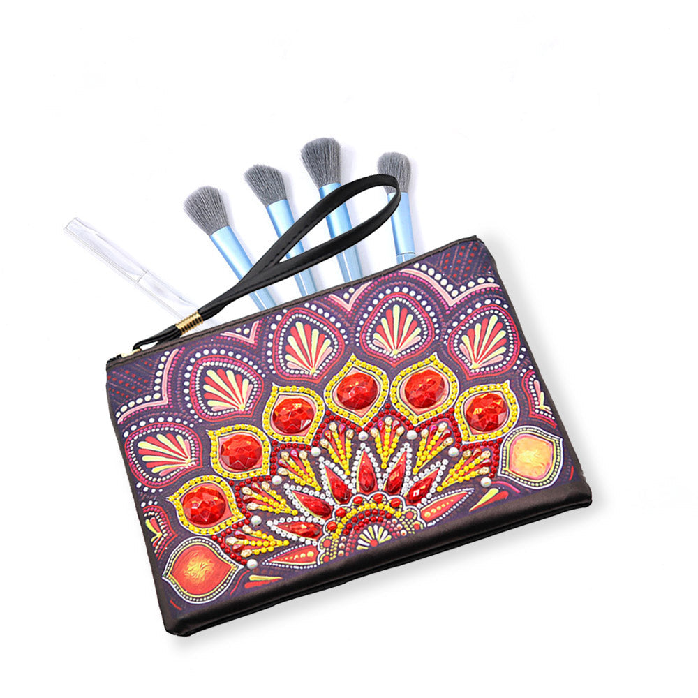 Leidenschaftliches rotes Mandala Diamond Painting Handgelenktasche