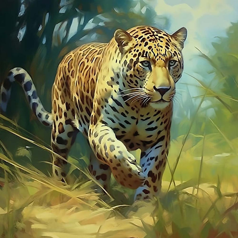 Leopard auf der Jagd Diamond Painting