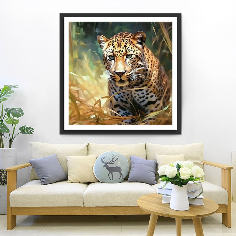 Leopard im trockenen Gras Diamond Painting