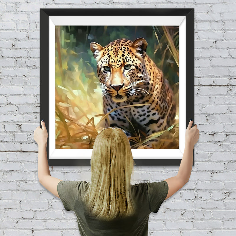 Leopard im trockenen Gras Diamond Painting