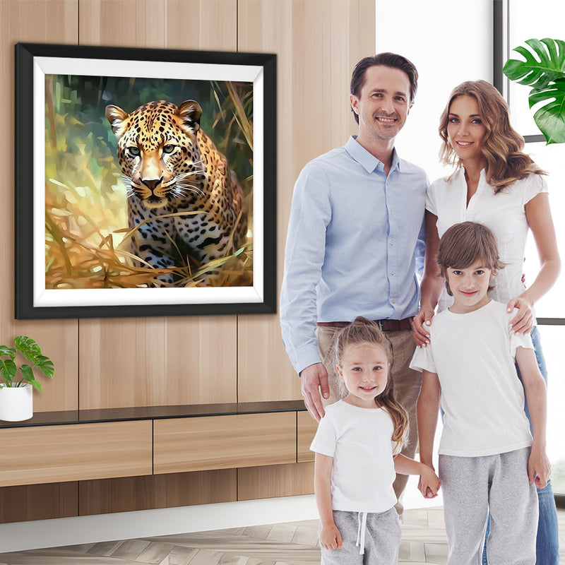 Leopard im trockenen Gras Diamond Painting