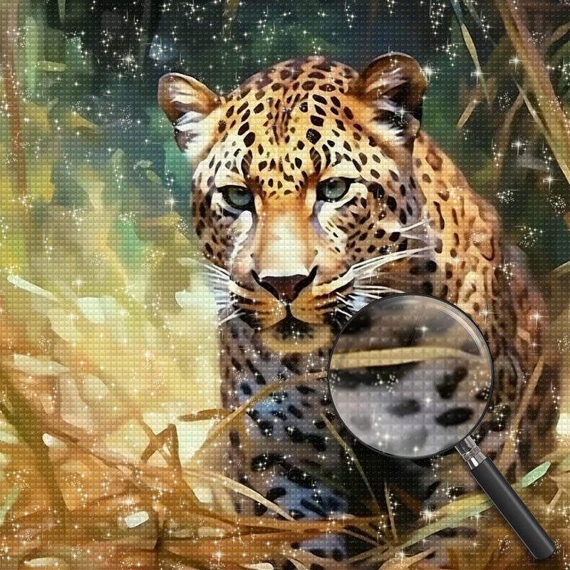 Leopard im trockenen Gras Diamond Painting