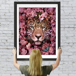 Leopard in den Blumen Diamond Painting