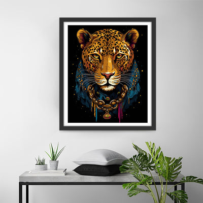 Leopard in Kette Diamond Painting