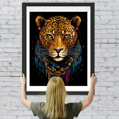Leopard in Kette Diamond Painting