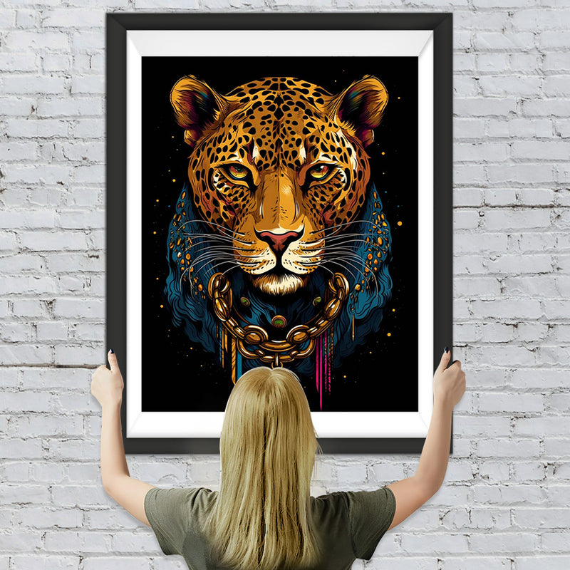 Leopard in Kette Diamond Painting