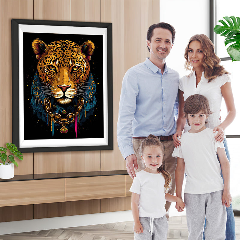 Leopard in Kette Diamond Painting