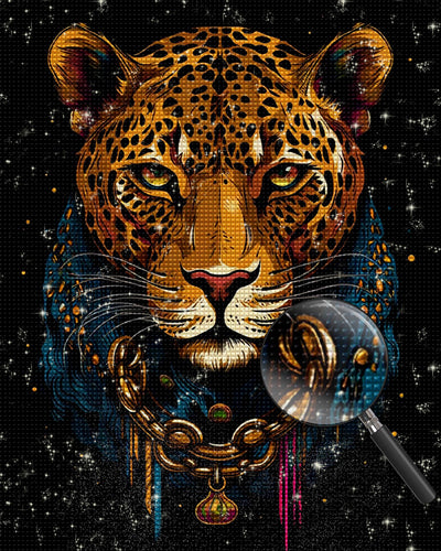 Leopard in Kette Diamond Painting