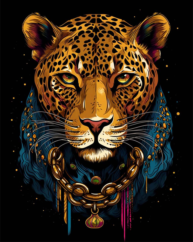 Leopard in Kette Diamond Painting