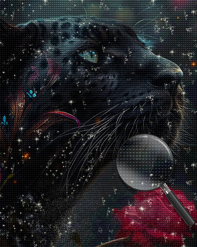 Leopard und rote Rose Diamond Painting