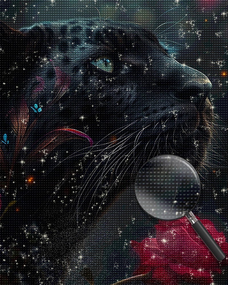 Leopard und rote Rose Diamond Painting