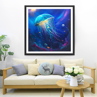 Leuchtend blaue Qualle Diamond Painting
