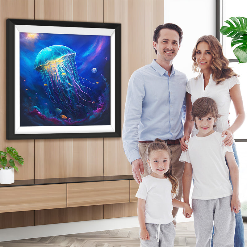 Leuchtend blaue Qualle Diamond Painting