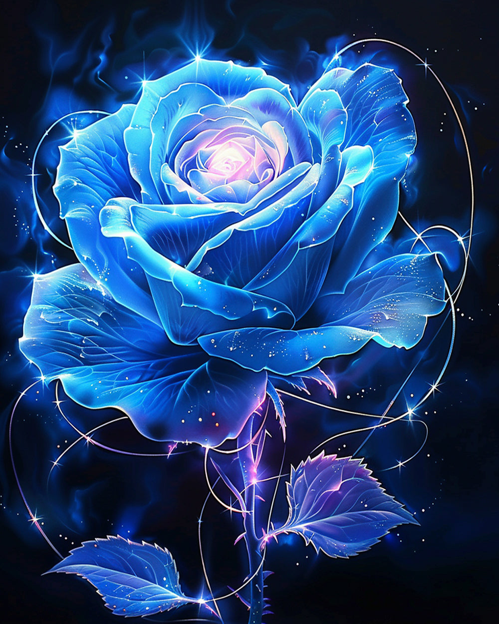 Leuchtend blaue Rose Diamond Painting