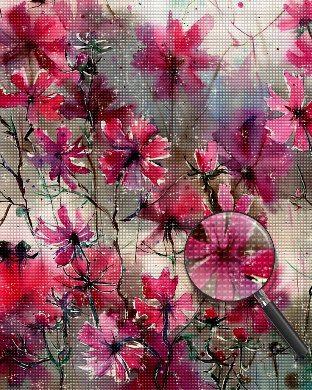 Leuchtend rote Blumen Diamond Painting