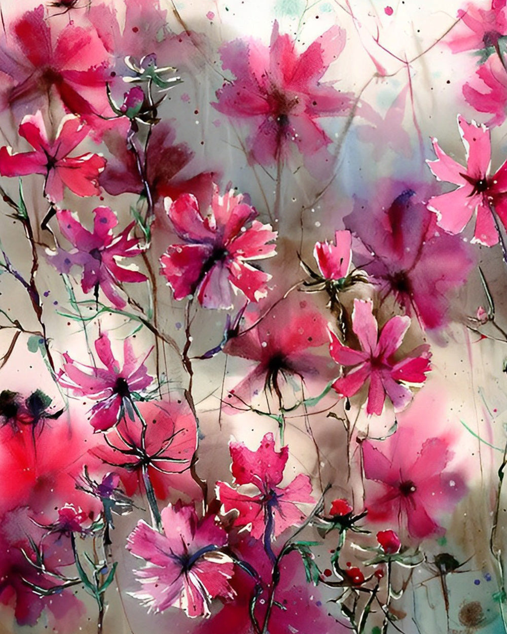 Leuchtend rote Blumen Diamond Painting