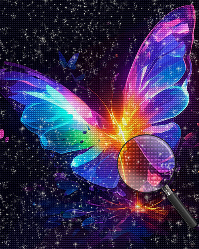 Leuchtender Schmetterling in der Dunkelheit Diamond Painting