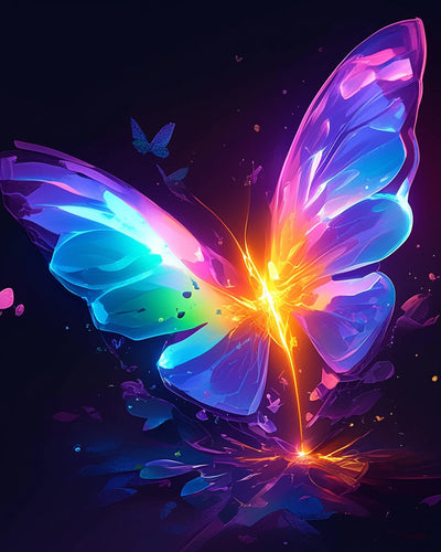 Leuchtender Schmetterling in der Dunkelheit Diamond Painting