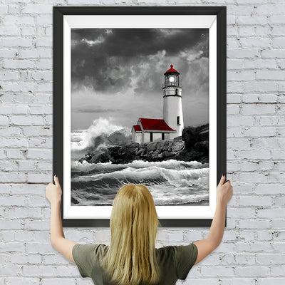 Leuchtturm im Sturm Diamond Painting