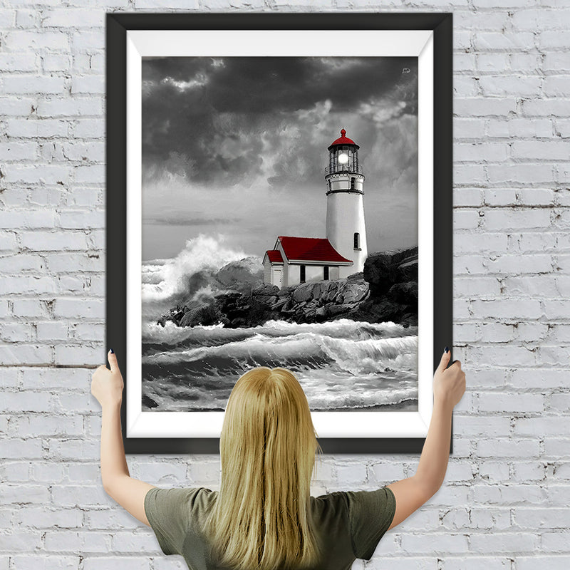 Leuchtturm im Sturm Diamond Painting