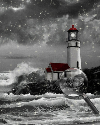 Leuchtturm im Sturm Diamond Painting