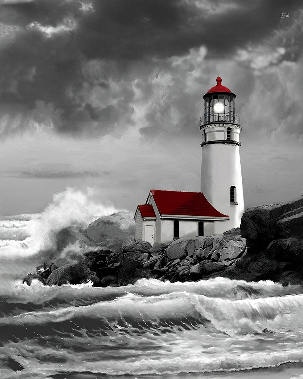 Leuchtturm im Sturm Diamond Painting