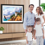 Leuchtturm und Adler am Meer Diamond Painting