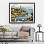 Leuchtturm und Berge an der Küste Diamond Painting