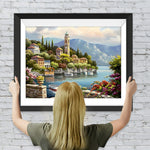 Leuchtturm und Berge an der Küste Diamond Painting