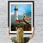 Leuchtturm und Pelikan Diamond Painting