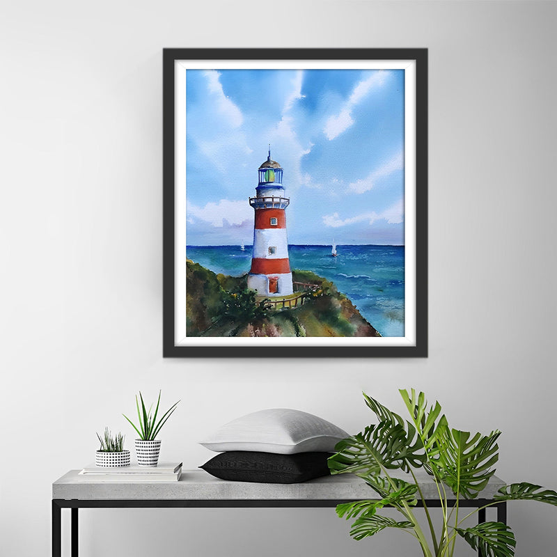 Leuchtturm unter dem blauen Himmel Diamond Painting