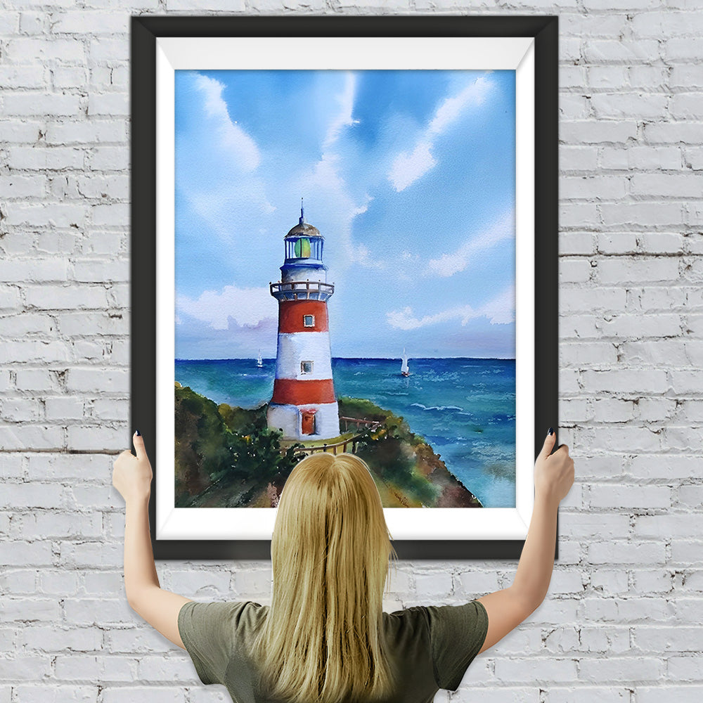 Leuchtturm unter dem blauen Himmel Diamond Painting