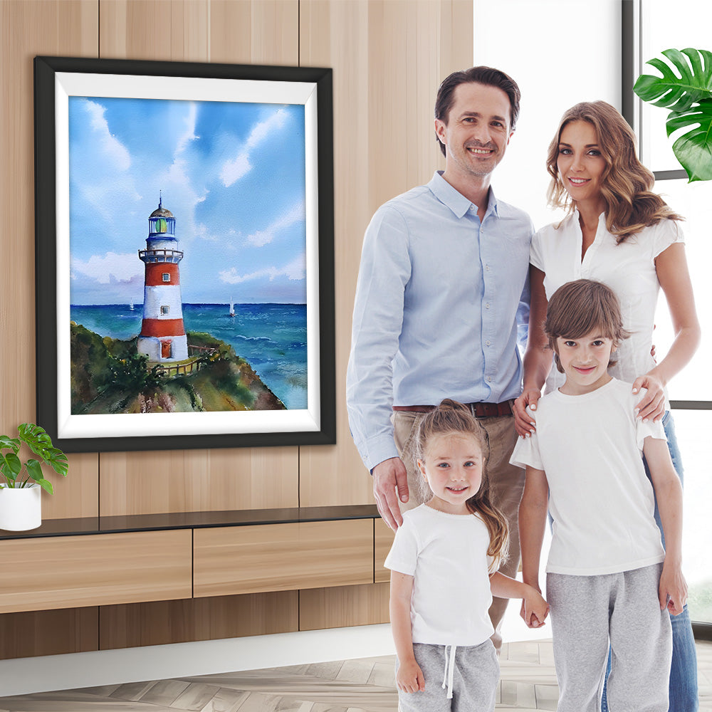 Leuchtturm unter dem blauen Himmel Diamond Painting