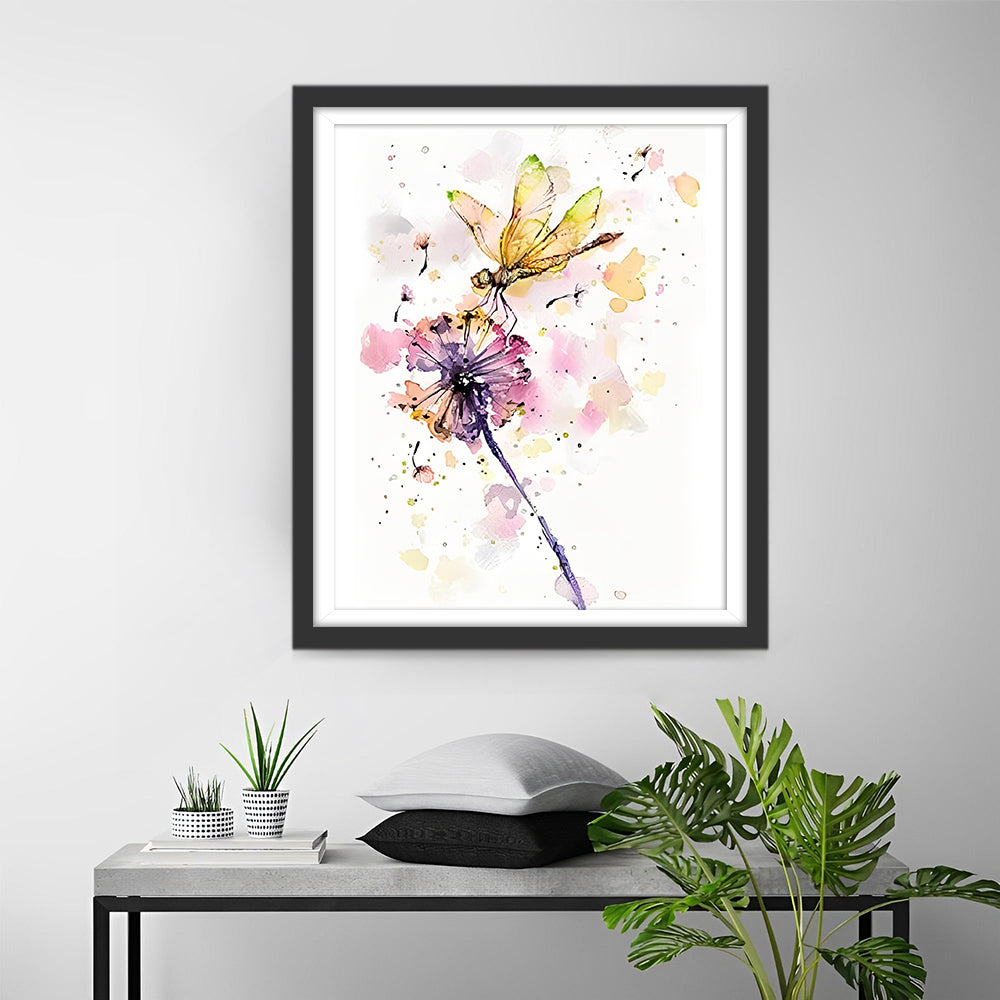 Libelle auf einer Pusteblume Diamond Painting