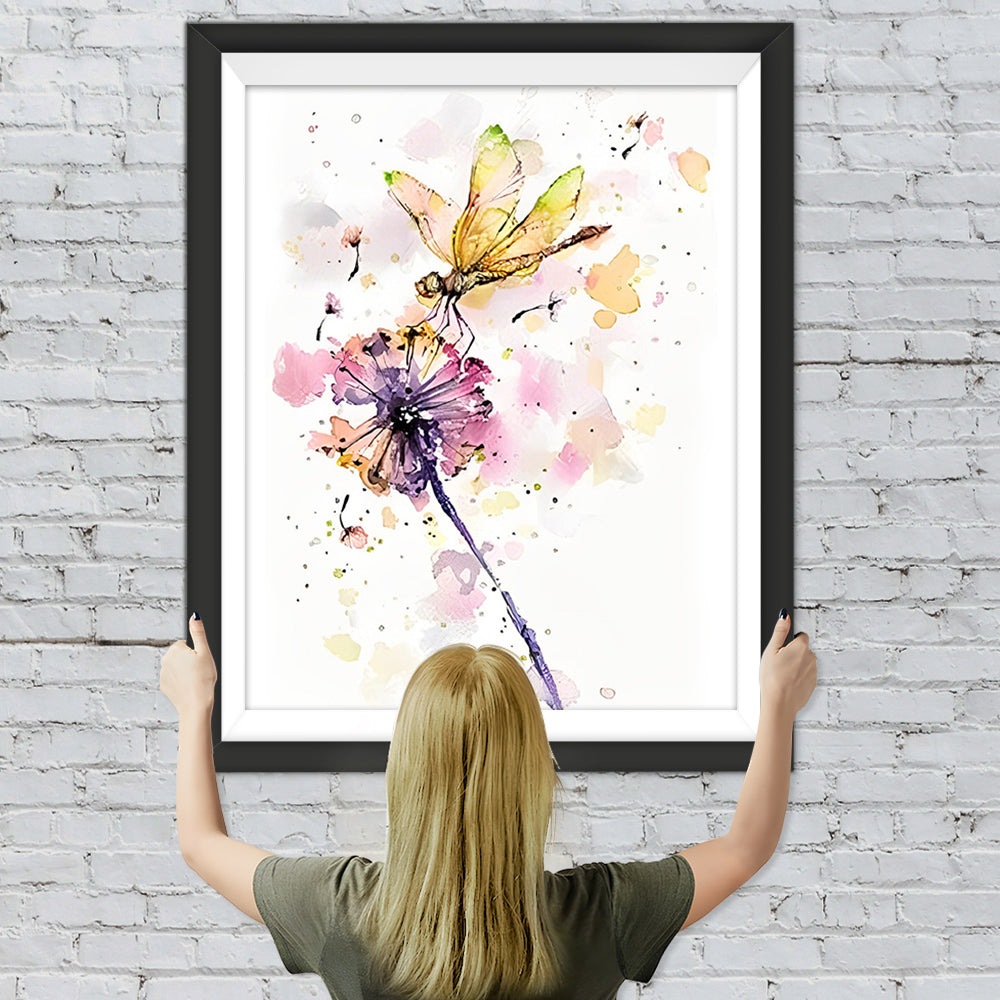 Libelle auf einer Pusteblume Diamond Painting