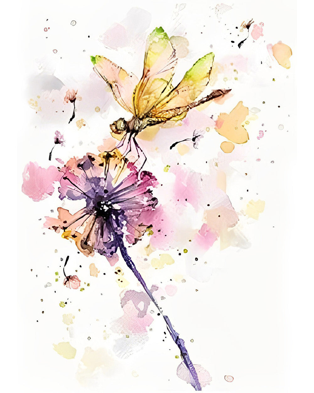 Libelle auf einer Pusteblume Diamond Painting