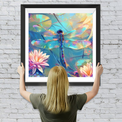 Libelle und Lotus Diamond Painting