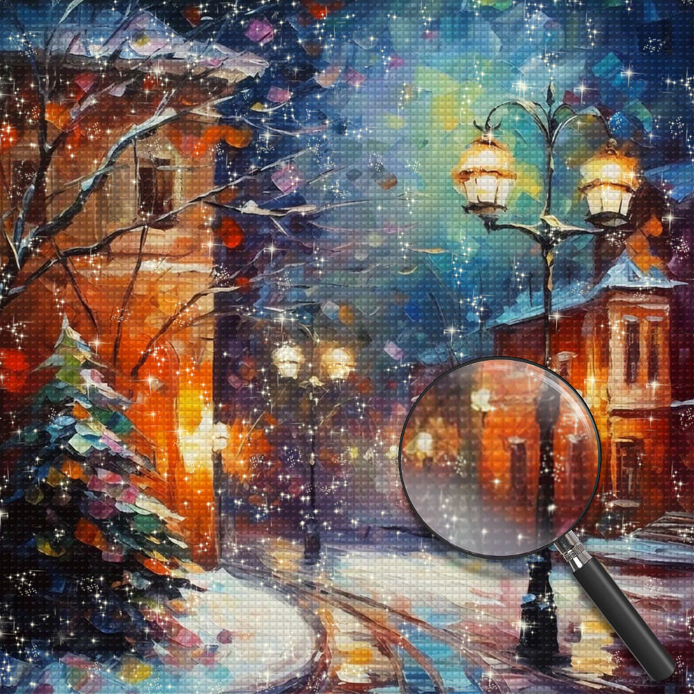 Lichterketten am Heiligabend Diamond Painting